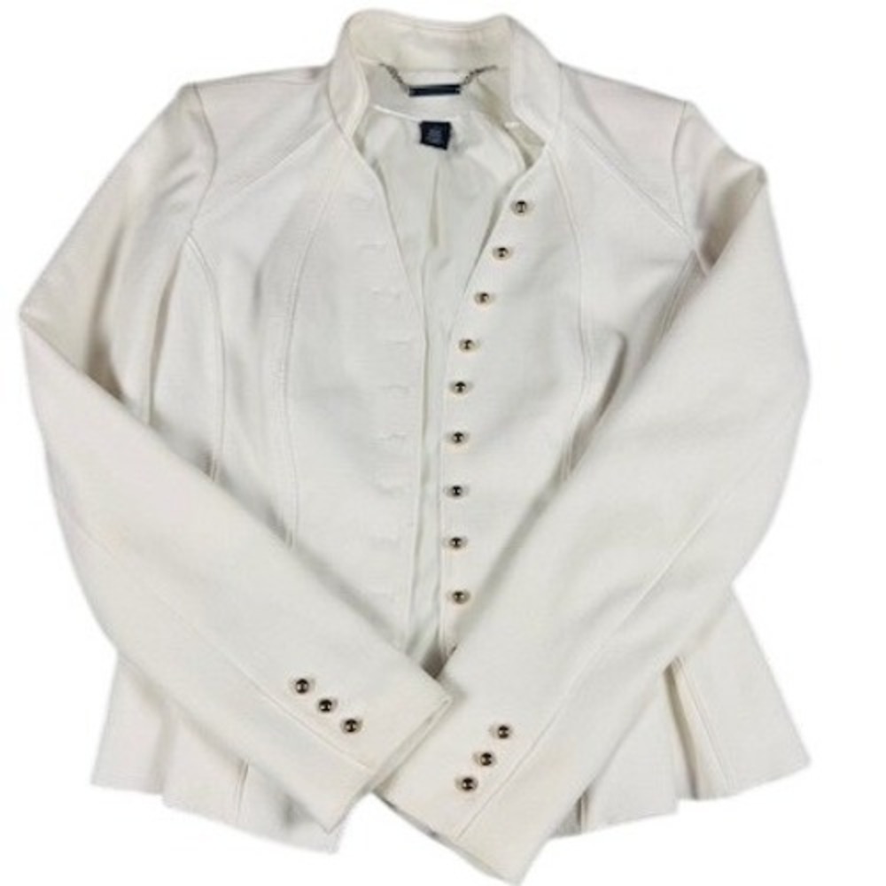 White House Black Market Off-White Military-Style Button Blazer